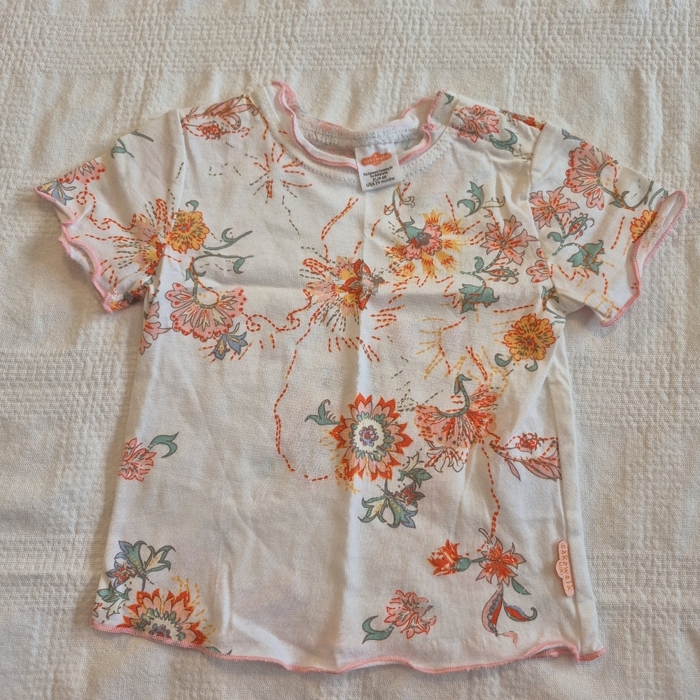 Cakewalk girls size 24 months floral short sleeve shirt EUC or better